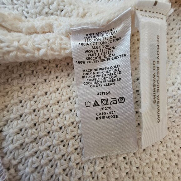 Loft Plus 24/26 Cream Sleeveless Knit Top With Floral Chiffon Hem Womens Blouse - Picture 6 of 8